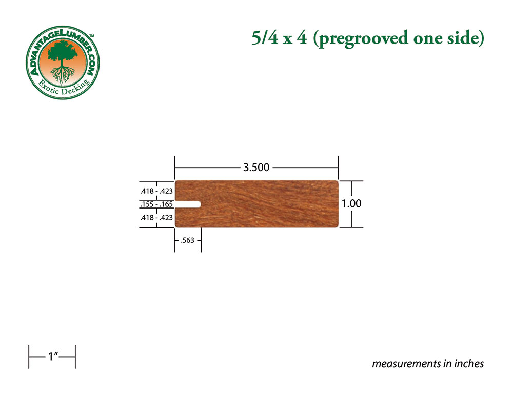 Cumaru 5/4x4 Pregrooved One Side Decking