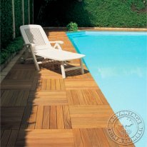 The anti-slip decking tiles provide a safe surface for around a pool.