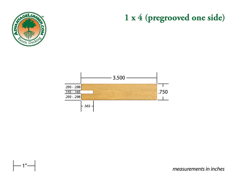 Garapa 1x4 One Side Pregrooved Decking