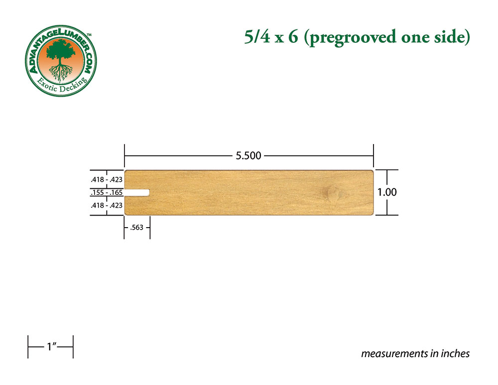 Garapa 5/4x6 One Side Pregrooved Decking