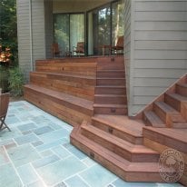 Beautiful Ipe deck with built in stairs.
