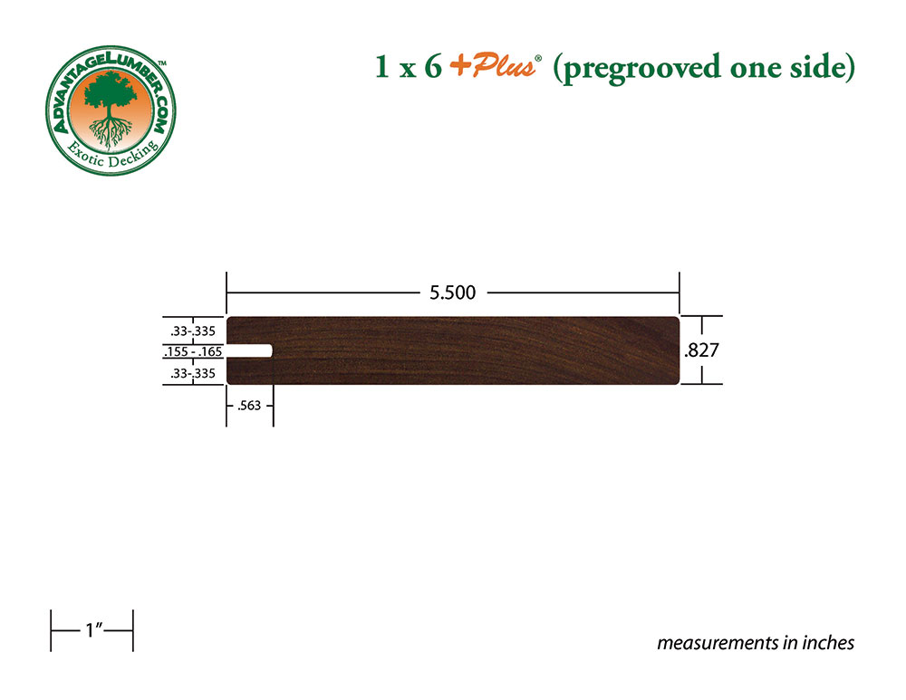 Ipe 1x6 Plus one side pregrooved Decking