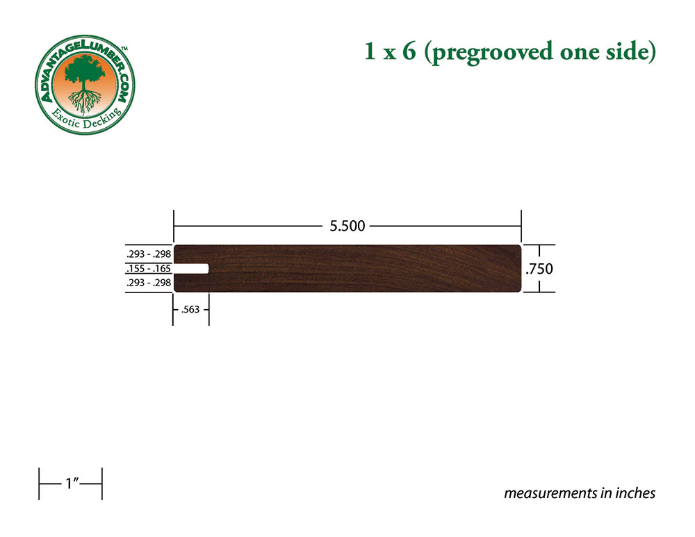 Ipe 1x6 one side pregrooved Decking