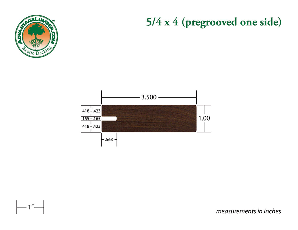 Ipe 5/4x4 one side pregrooved Decking