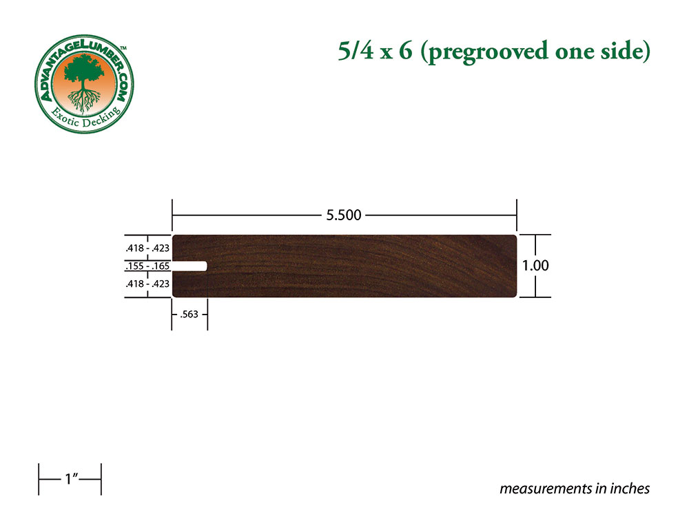 Ipe 5/4x6 one side pregrooved Decking