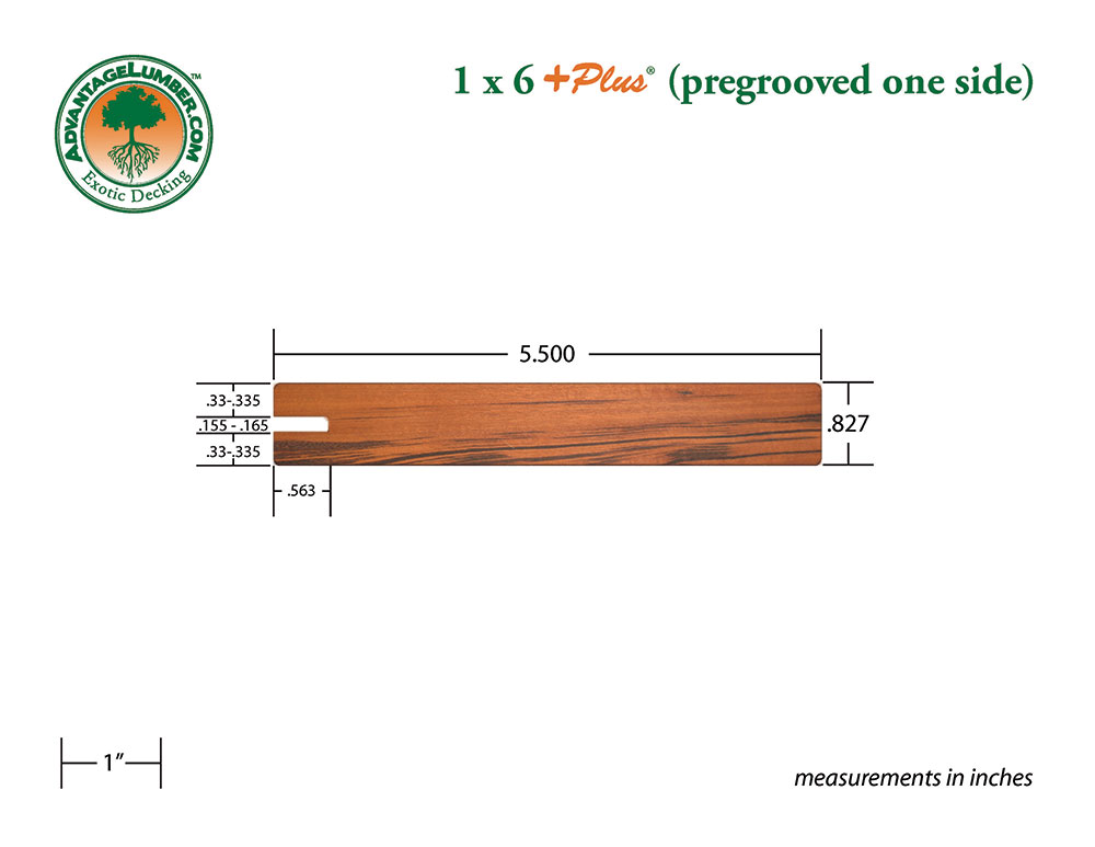 Tigerwood 1x6 Pregrooved One Side Decking