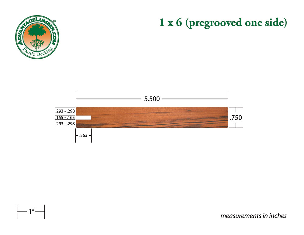 Tigerwood One Side Pregrooved 1x6