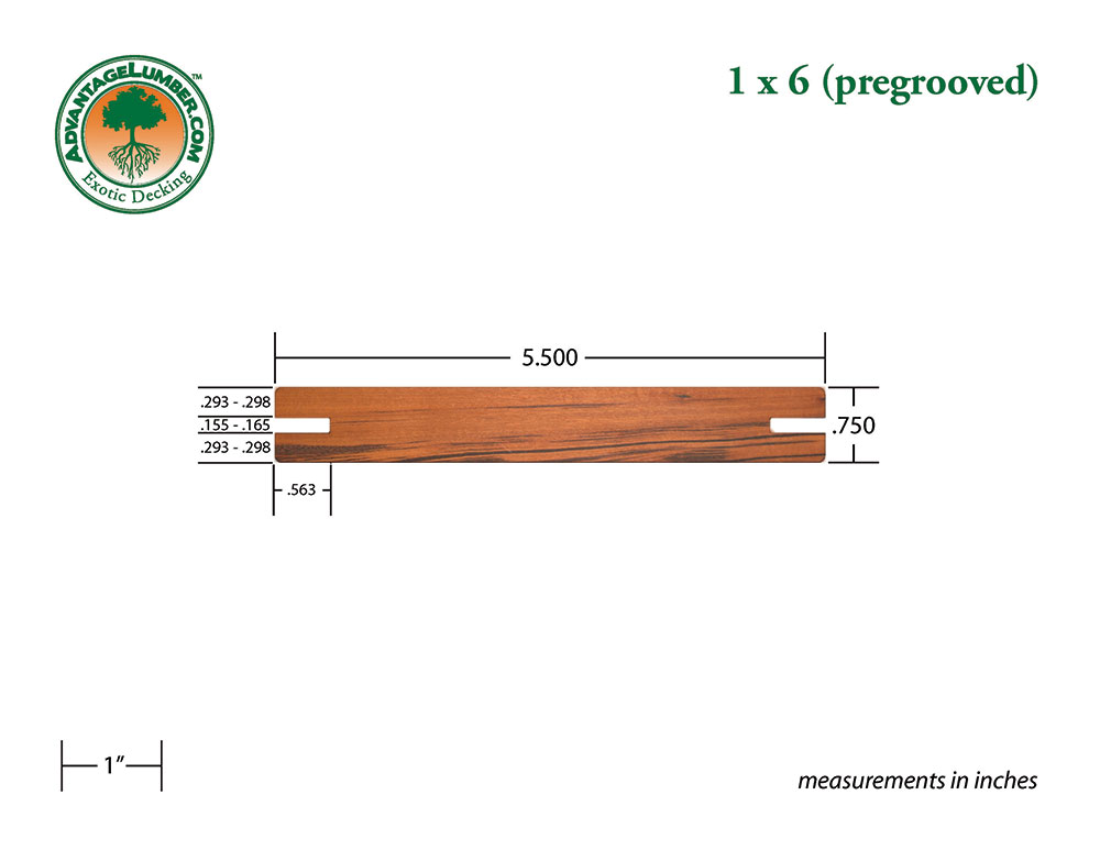 Tigerwood 1x6 Pregrooved