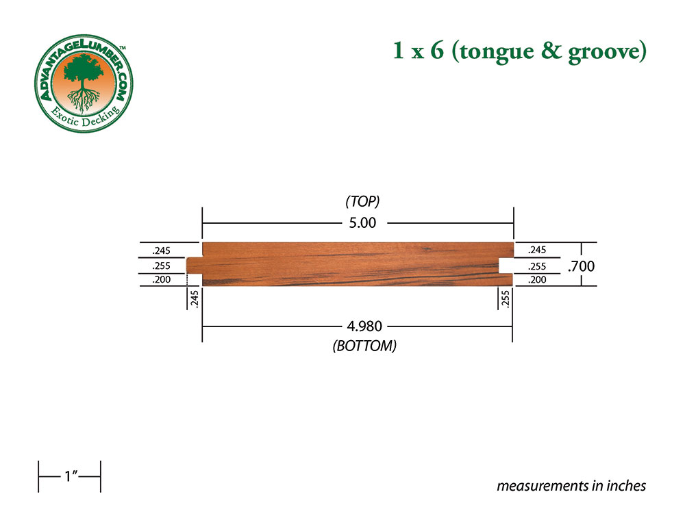 Tigerwood 1x6 Tongue and Groove