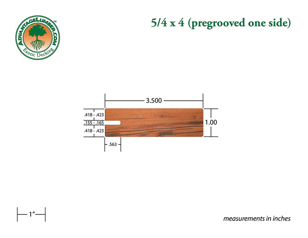 Tigerwood One Side Pregrooved 5/4x4
