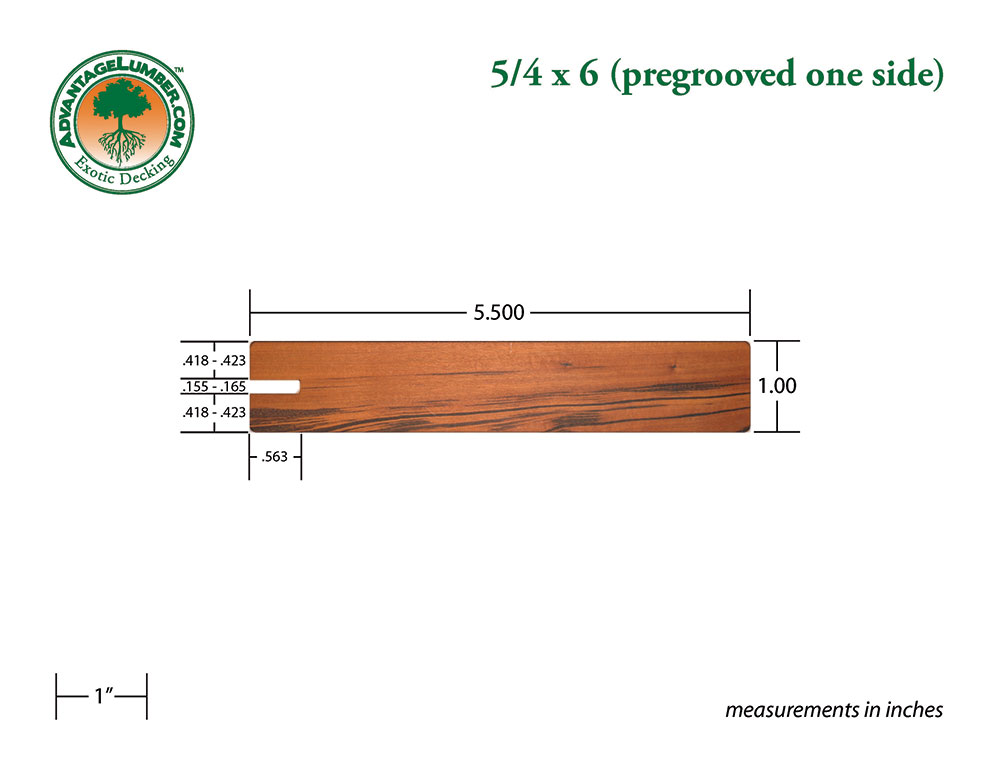 Tigerwood One Side Pregrooved 5/4x6