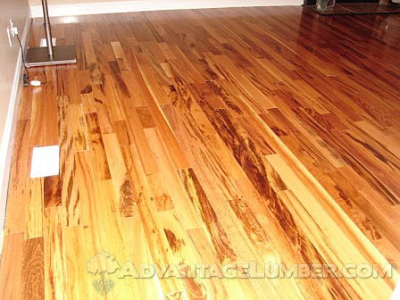 Close-up of Tigerwood hardwood flooring.