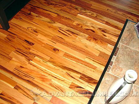 Another close-up of Tigerwood hardwood flooring.