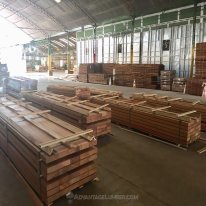 Milling Jatoba beams at our Brazilian facility.