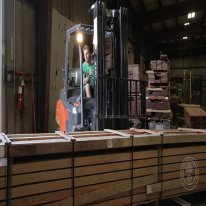 Unloading Jatoba beams.