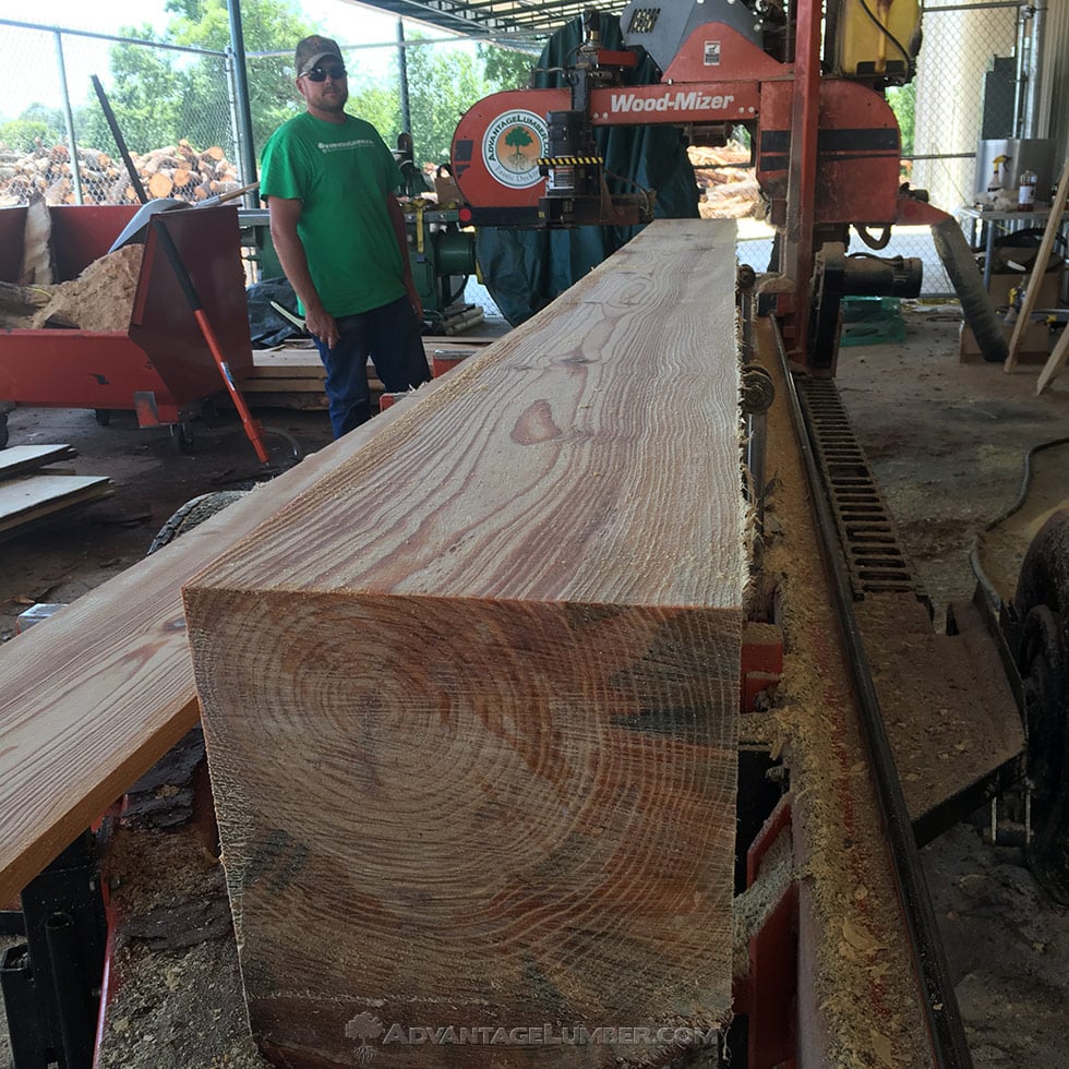 Cutting Pine beams.