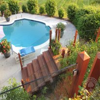 When kids run up this staircase from swimming in the pool, the Cumaru stairs will offer excellent slip resistance.