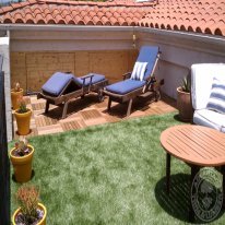 Rooftop patio rennovation with wood decking tiles from AdvantageLumber.com