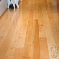 Close-up of Bird's Eye Maple flooring.