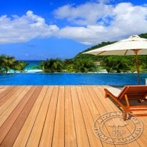 Garapa deck on a beautiful beach.