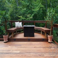 Ipe Deck that features a built in Ipe Bench.