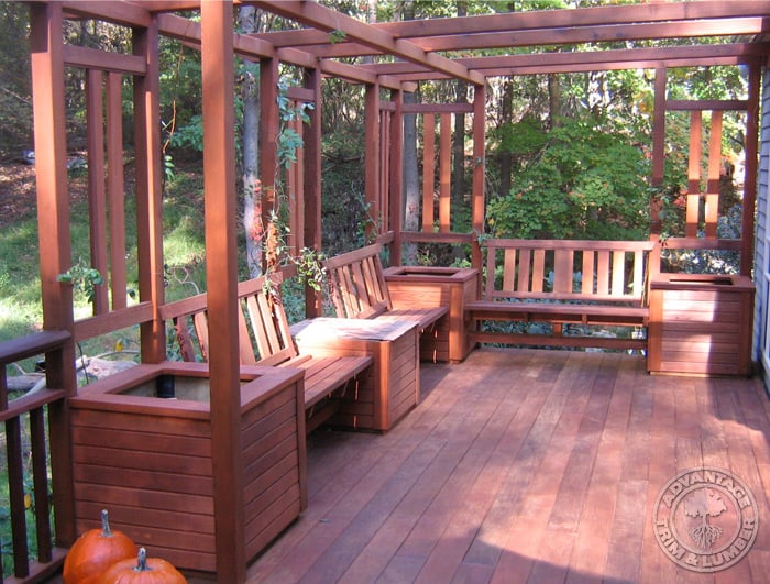 Ipe Deck with built-in benches.