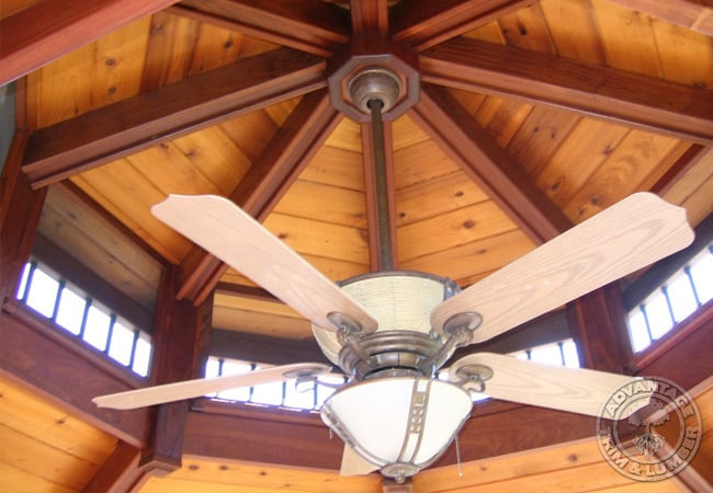 By far the best feature of the gazebo is the ceiling, imho. I used t&g knotty cedar for a beautiful contrast against the Ipe. The roof/ceiling was such a chore to complete. The t&g went on first then covered with CDX plywood. You cannot simply lay a piece of t&g onto the Ipe rafters and shoot a nail through to secure. Every piece had to be pre-drilled and screwed into the rafters. Same thing for the CDX. I had to be extremely careful to not miss the rafter and drill past it into the exposed cedar.