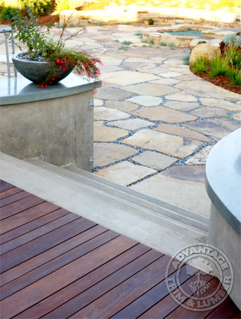 Ipe deck with concrete stairs.