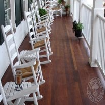 This covered porch made of ipe welcomes golfers and guests to the prestigious Founder's Club in Sarasota, Florida.