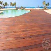 A poolside Ipe Deck creates the perfect area to lounge in the sun.
