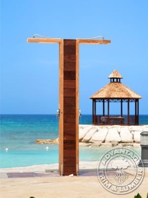 The versatility of Ipe is shown here in the creation of this outdoor wood shower.