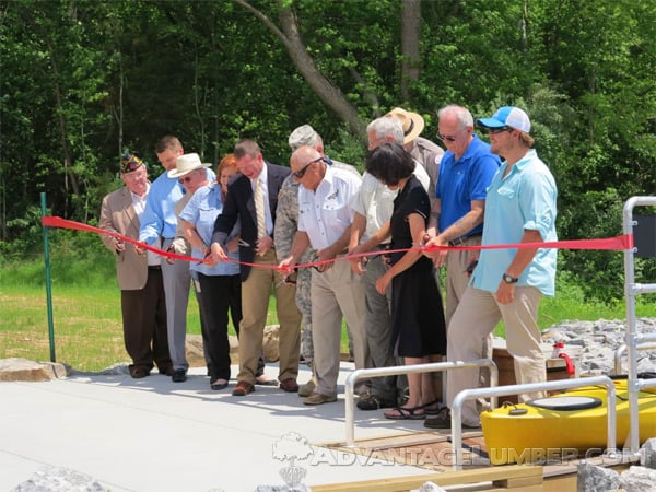 The ribbon cutting ceremony celebrating the opening of the Buggs Island Kayak Launch.