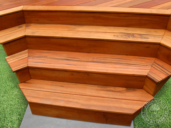 Tigerwood is the perfect material for outdoor stairs on your new deck