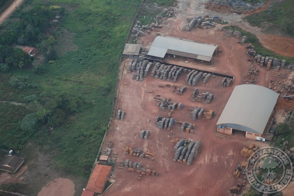 Ariel view of a lumber mill in Brazil that is getting ready to load up and ship our ipe wood decking.