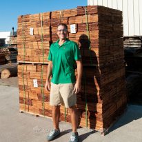Pallets of wallaba roofing shingles.