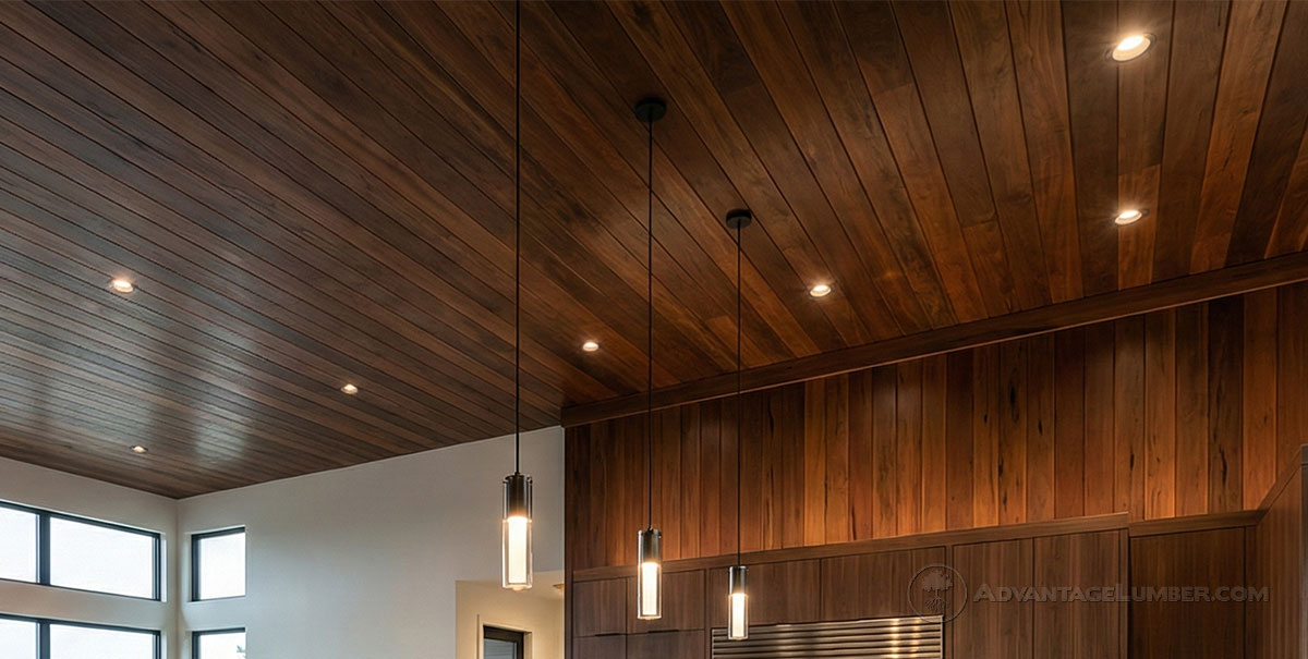 Pecky Bolivian Walnut ceiling