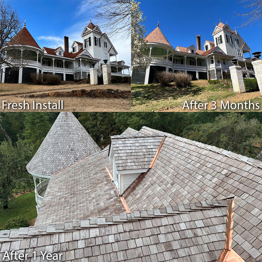 wallabs shingles changing color from fresh install to 3 months later