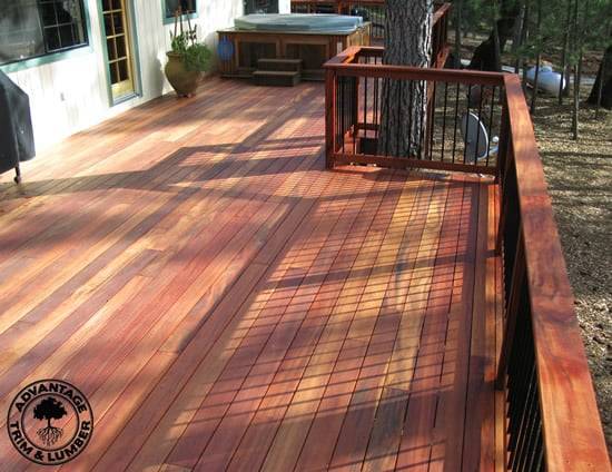 Solid wood deck made of Tigerwood.