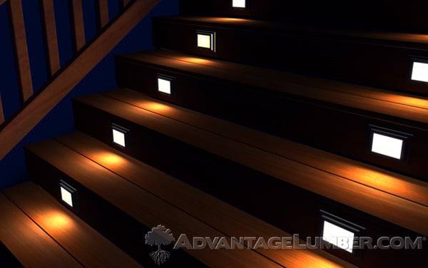 Recessed deck lighting is a great addition to a stair case.