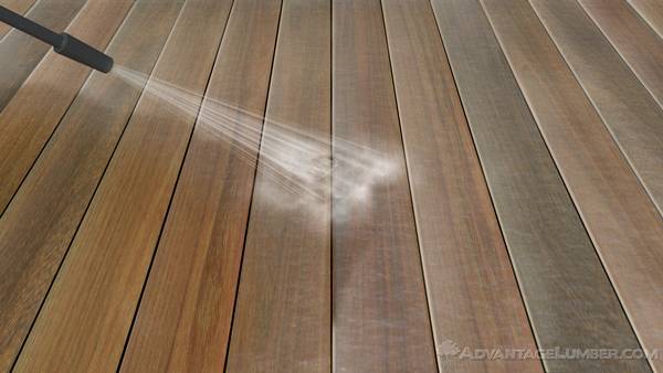 Pressure washing helps break up the end sealer on the surface and prepares it for sanding.