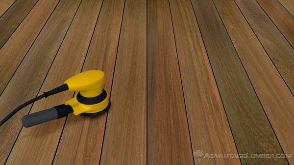 Sanding helps smooth the decking and remove any remaining residue.