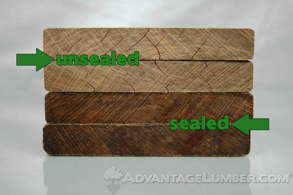 Here you can see exactly what happens to your hardwood decking when you don't end seal the cuts.