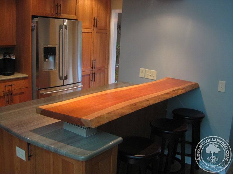 Counter top created out of a rough cut piece of American Cherry