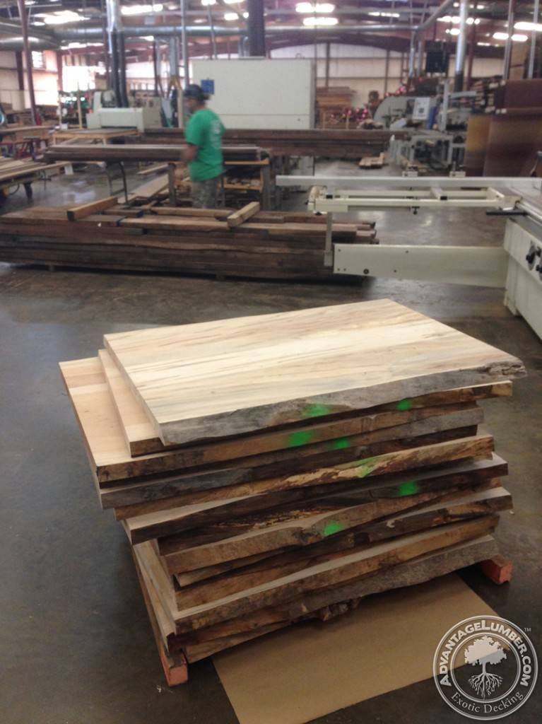 Ambrosia Maple Table Tops ready for final planning in North Carolina