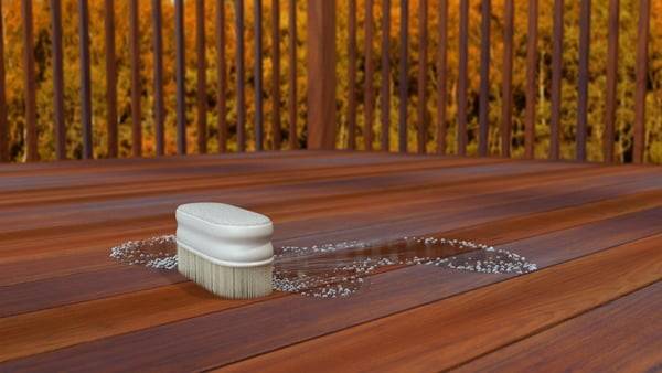 Brushing down your deck with some mild dish soap will help keep stains under control